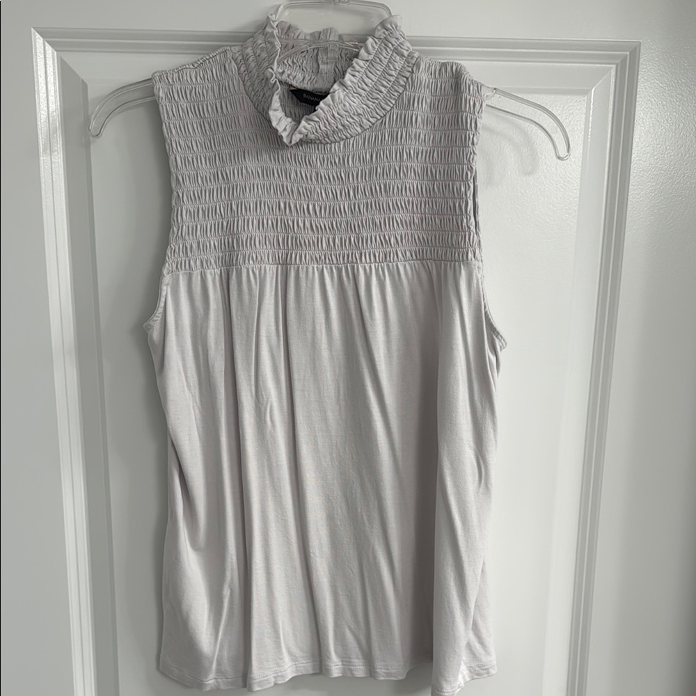 Banana Republic Light Gray Smocked Sleeveless Blouse